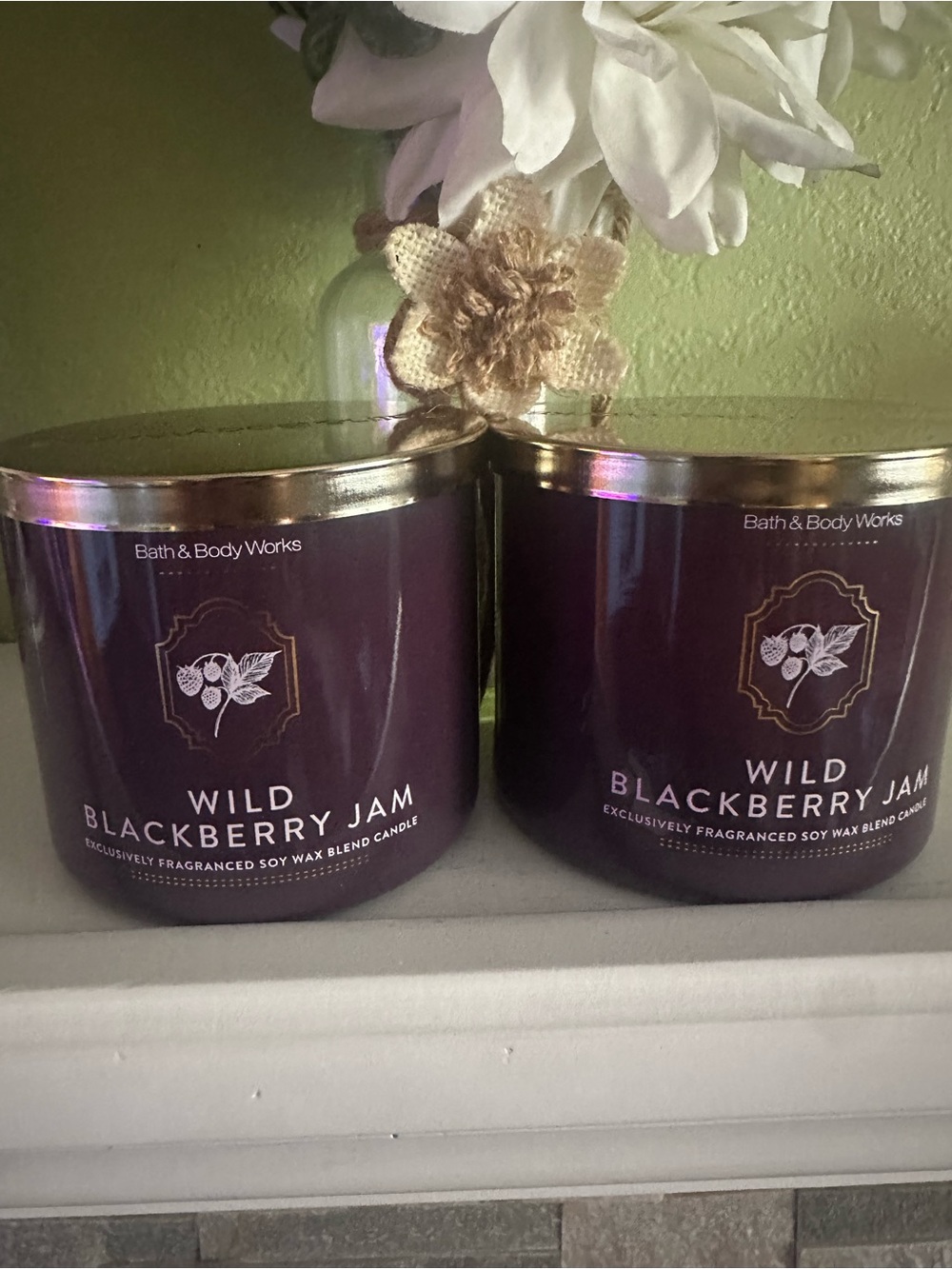 Bath & Body Works Wild Blackberry Jam Soy Wax Candle - Deep Purple X2